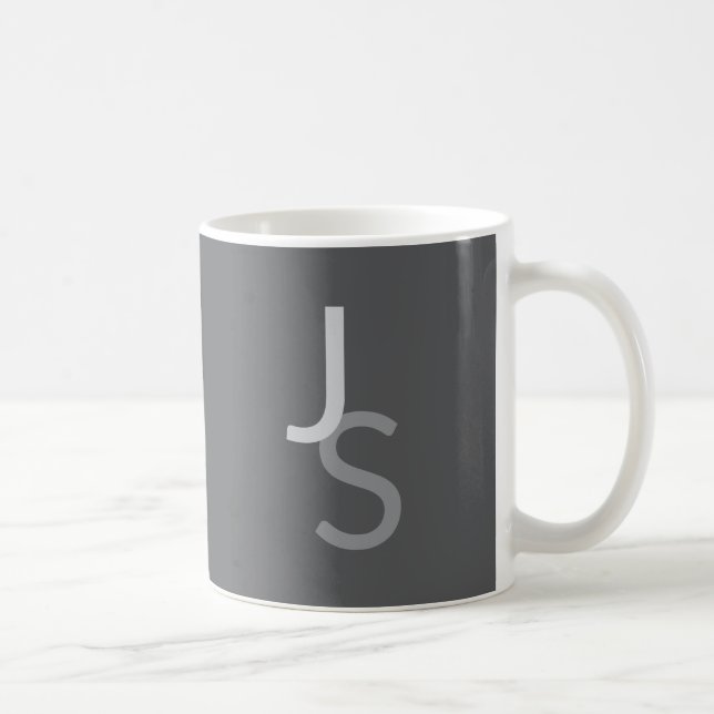 Caneca De Café Iniciais Monogramas Sobrepostos Modernos | Cinza (Direita)