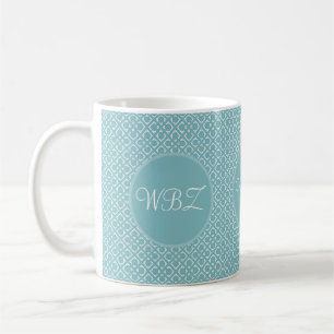 Caneca De Café Iniciais Personalizados de Azul Suave Mug de Café