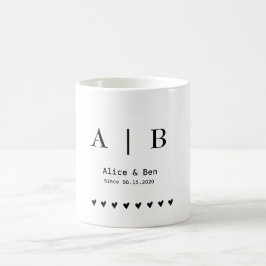Caneca De Café Iniciais personalizados e Mug de data - Casais per