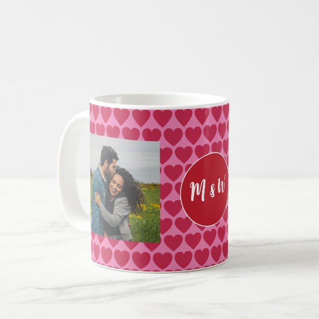 Caneca De Café Iniciais Personalizados Que Te Amo 2 Fotografias (Frente Esquerda)