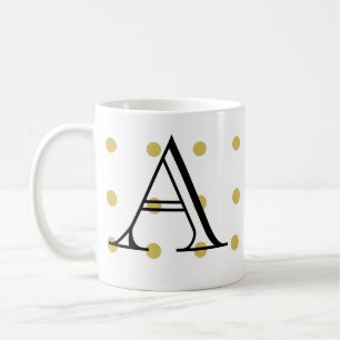 Caneca De Café Inicial, bolinhas de ouro, moda, moderna,