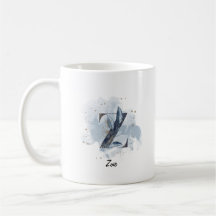 Inicial de Letra Personalizada com Aquarela Azul Z
