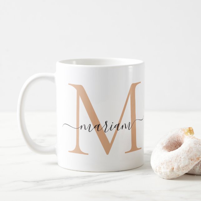 Caneca De Café Inicial e Nome Personalizado (Com Donut)