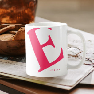 Caneca De Café Inicial Grande Tipografia moderna Rosa