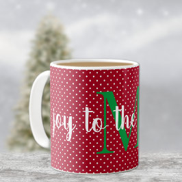 Caneca De Café Inicial, Joy to the World, Swiss Dots, 11oz