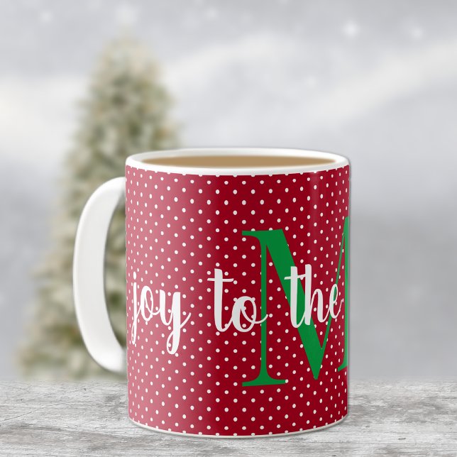 Caneca De Café Inicial, Joy to the World, Swiss Dots, 11oz (Criador carregado)