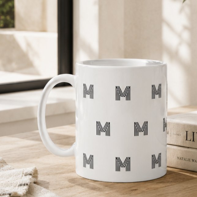 Caneca De Café Inicial Monograma Moderno Simples Minimalista (Criador carregado)