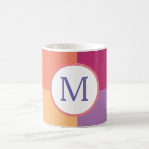 Caneca De Café Inicial Monograma Personalizado Moderno Colorido