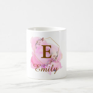 Caneca De Café Inicial Personalizada de Menina & Monograma de Nom