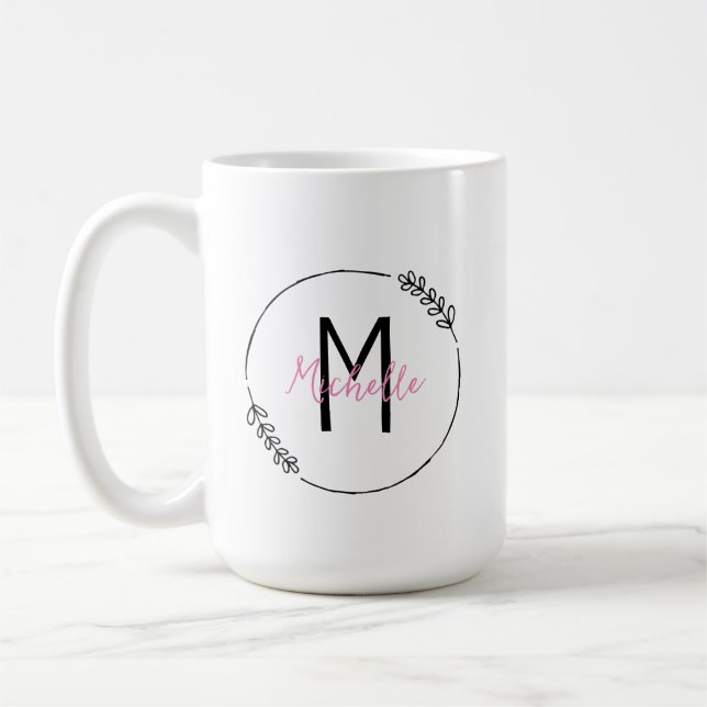 Caneca De Café Inicial Personalizada e Mug de Nome (Esquerda)