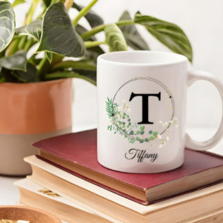 Caneca De Café Inicial Personalizada & Nome Personalizado Monogra