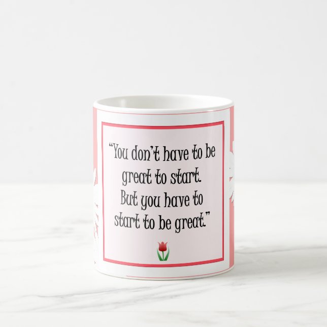 Caneca De Café Iniciar Coisas do Excelente - Mug Rosa Motivaciona (Centro)