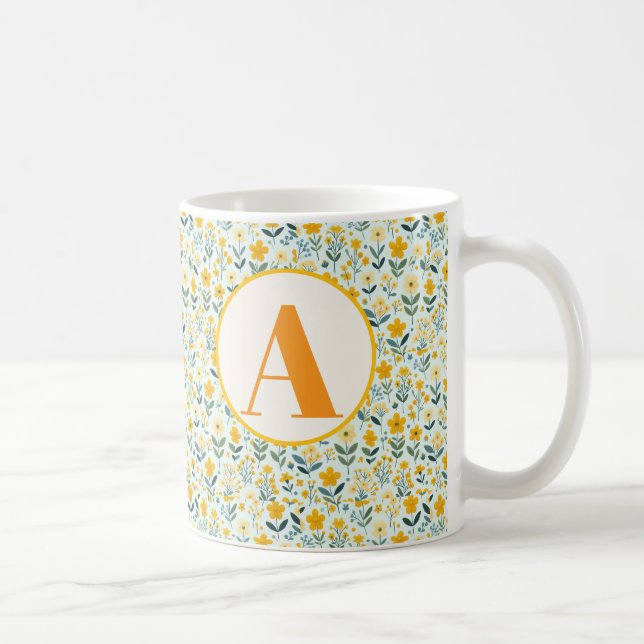 Caneca De Café  Initial Floral  Mugs (Direita)