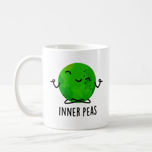Caneca De Café Inner Peas Engraçado Meditando Pea Pun (Esquerda)