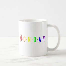 Caneca De Café Inscrição de Design segunda-feira em cores arco-ír