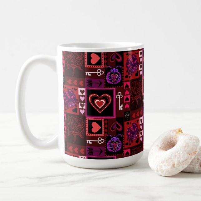 Caneca De Café Inseto de amor e coração bonito (Com Donut)