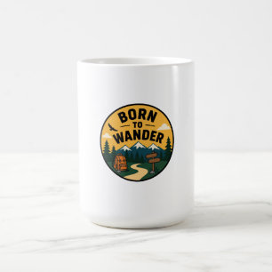 Caneca De Café Insígnia de caminhada em trilha de montanha com mo