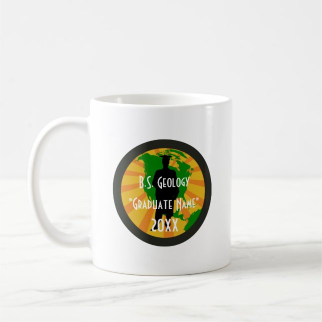 Caneca De Café Insígnia de Graduado em Geologia (Masculino) (Esquerda)