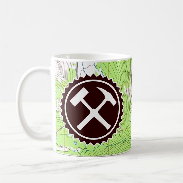 Caneca De Café Insígnia de Martelo de Rocha com Mapa Topo (Esquerda)