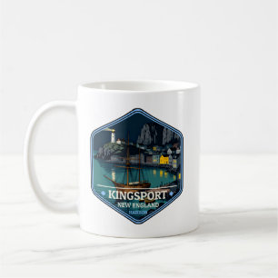 Caneca De Café Insígnia de Viagem Antiga Porto de New England Kin