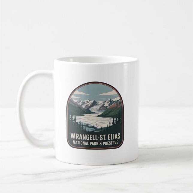 Caneca De Café Insígnia do Parque Nacional Wrangell–St. Elias (Esquerda)