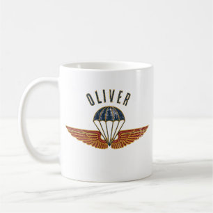 Caneca De Café Insígnia Vintage de Asa de Pára-quedas