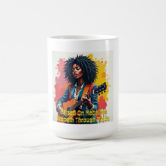 Caneca De Café Inspiração de Arte Guitarista de Mulher Negra Pers (Centro)