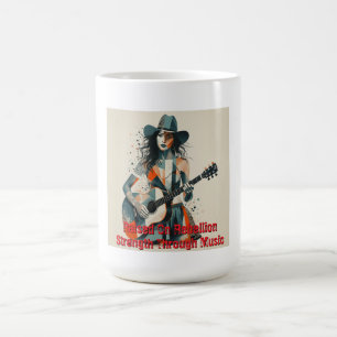 Caneca De Café Inspiração de Arte Guitarrista de Menina de País P