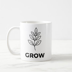Caneca De Café Inspiração de "crescimento" de planta minimalista