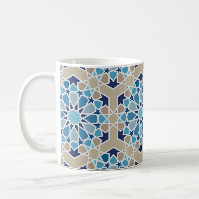 Caneca De Café Inspirado pelos Azulejos árabes Beige e Blue (Esquerda)