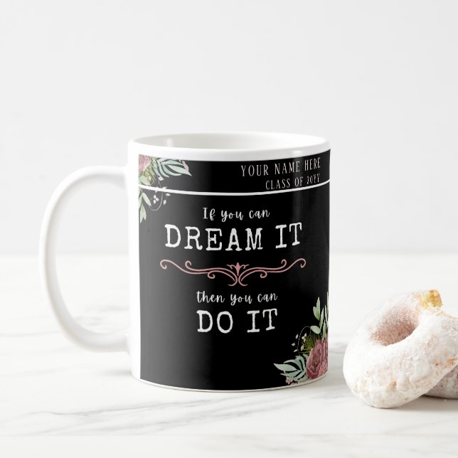 Caneca De Café Inspirador personalizado de graduação "Se você pod (Com Donut)
