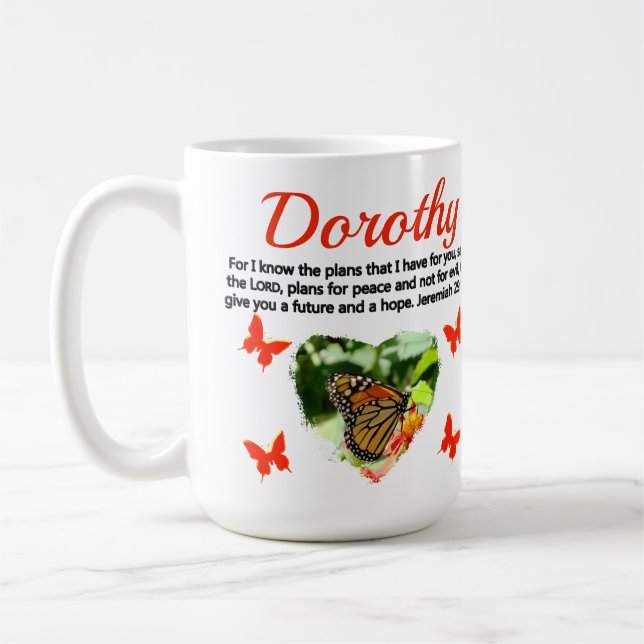 CANECA DE CAFÉ INSPIRANDO JEREMIAH 29:11 MANTEIGA PERSONALIZADA (Esquerda)