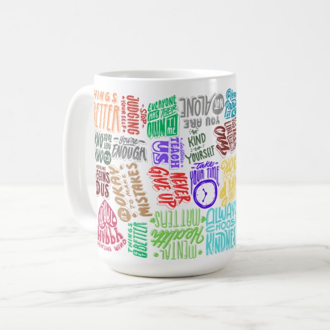 Caneca De Café Inspirational Mental Health cita muito - positivo (Frente Esquerda)