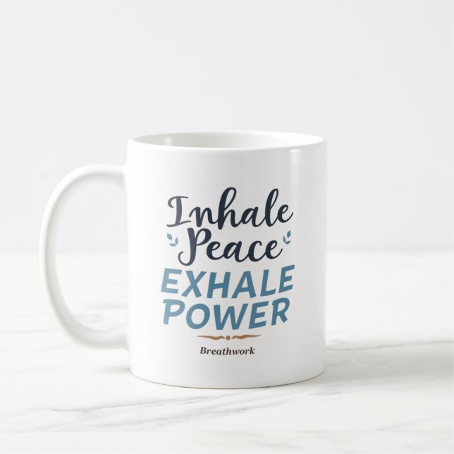 Caneca De Café Inspire Paz, Expire Poder – Treinador de Respiraçã (Esquerda)