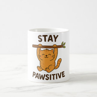 Caneca De Café  Inspiring "Stay pawsitive" Quote Print