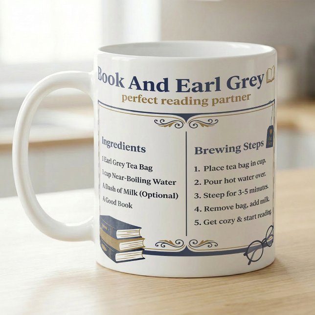 Caneca De Café Instruções de Chá para Amantes de Livros (Criador carregado)