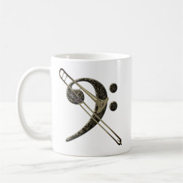 Caneca De Café Instrumento Trombone Bass Clef Musc