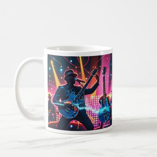 Caneca De Café instrumentos musicais abstrato retro pop (Esquerda)