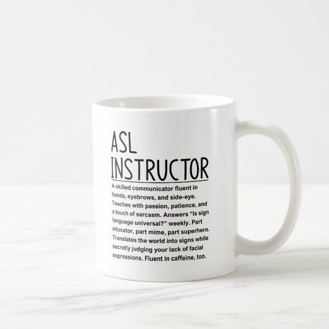 Caneca De Café Instrutor de ASL (Direita)