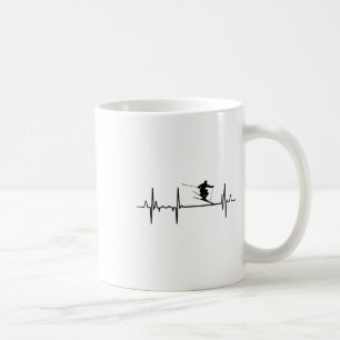 Caneca De Café Instrutor de Esqui Pulso Linha Batida do Coração