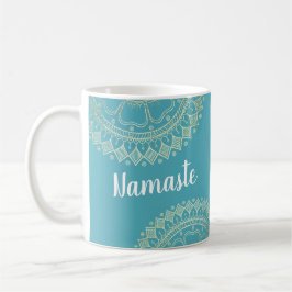 Caneca De Café Instrutor de Meditação Yoga Green Blue Mandala Dou