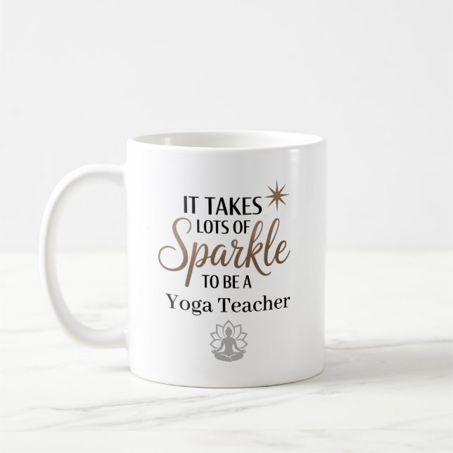 Caneca De Café Instrutor de Yoga Sparkle Personalizado (Esquerda)