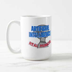 Caneca De Café Inteligência artificial, humor real.w Branco BG