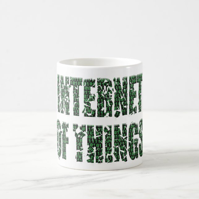 Caneca De Café Internet das coisas com uma sobreposição de código (Centro)