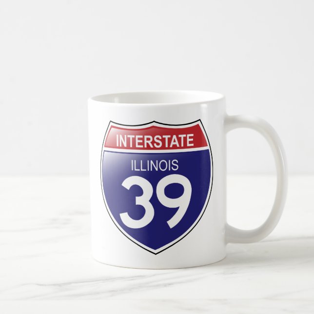 Caneca De Café Interstate 39 em Illinois Mug (Direita)