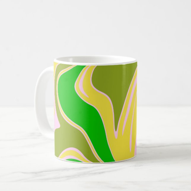 Caneca De Café Intertwined Color Waves with Soft Curves (Frente Esquerda)