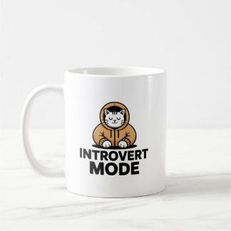 Caneca De Café Introvert Mode Cat Mug–Cozy Minimalist Coffee Cup