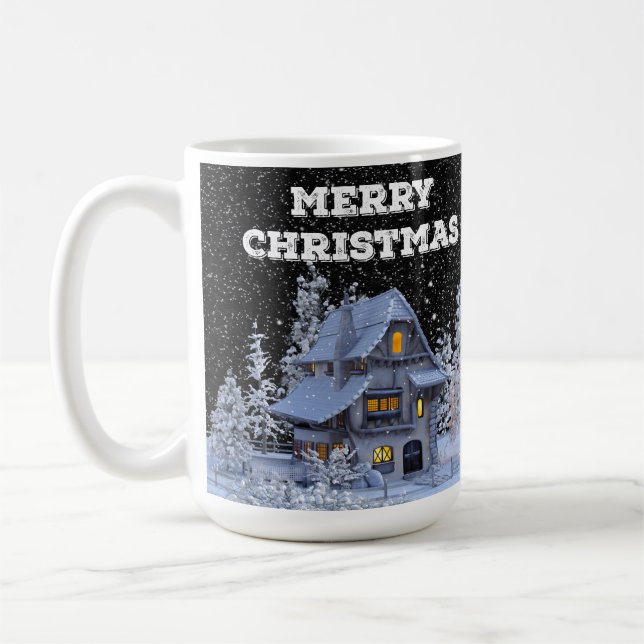 Caneca De Café Inverno Cena de Neve Feliz Feriado de Natal (Esquerda)