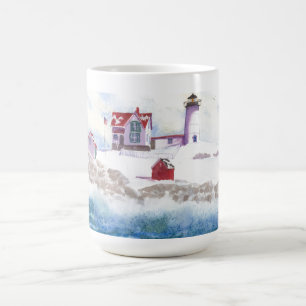 Caneca De Café Inverno em Nubble LIghthouse Maine Mug