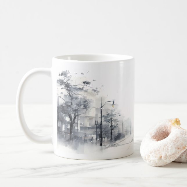 Caneca De Café Inverno na rua (Com Donut)